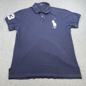 Polo Ralph Lauren Shirt Men XL Blue Big Pony Rugby Golf Preppy Casual Sport